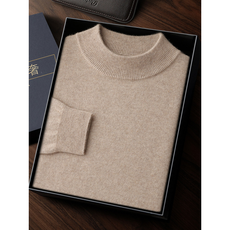 山羊绒衫男款半高圆领秋冬男士正装中厚超质感保暖打底衫羊绒毛衣