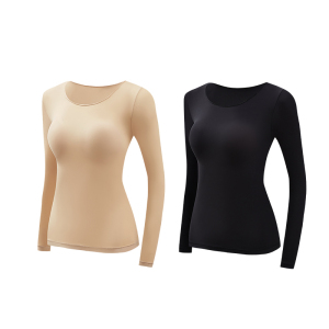 猫人超薄肌底衣女士秋冬无痕保暖内衣高弹发热打底衫上衣可外穿秋衣