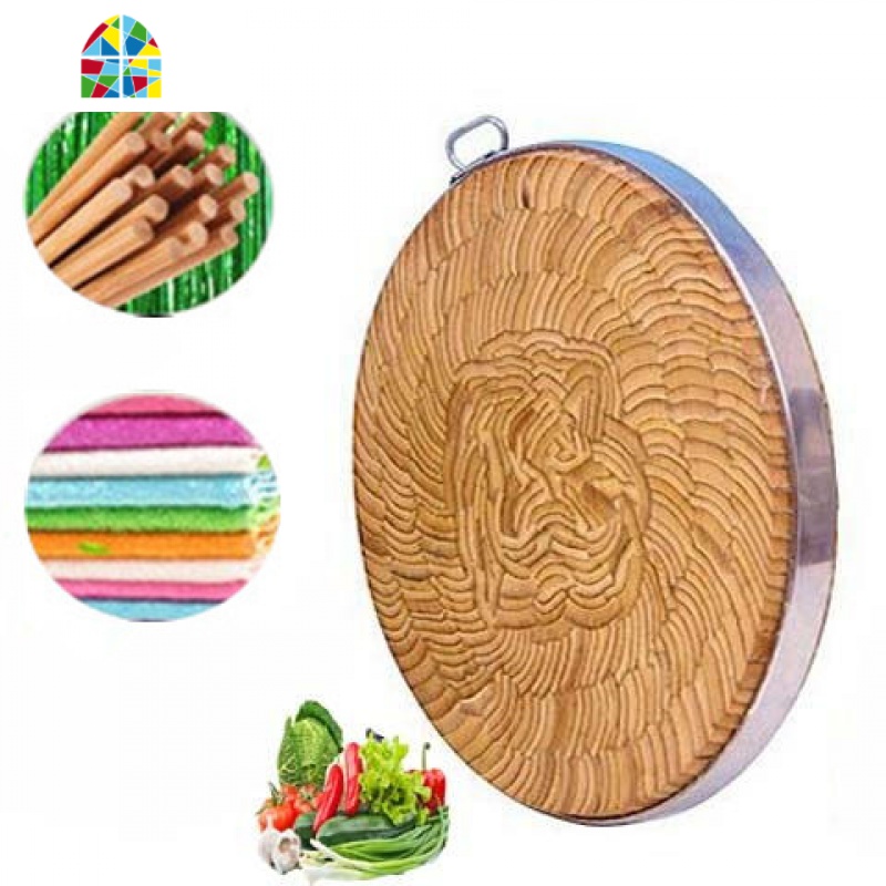 圆菜板竹菜板竹片圆砧板加厚剁肉剁骨圆形菜墩案板切菜板 FENGHOU 53CM*13厚(拍前须咨询)