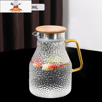 锤纹冷水壶家用大容量可高温玻璃凉水壶泡茶壶夏季耐热凉水杯套装 敬平