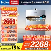 海尔(Haier)燃气热水器16升天然气家用双循环恒温无级变频水伺服五段微火TSI增压密闭稳燃舱一级降噪 KL7S-恒星