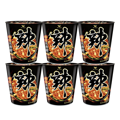 统一辣翻天榴莲火鸡面韩式方便面泡面夜宵速食拌面 *6杯整箱装