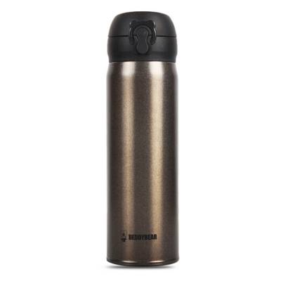 免费刻字杯具熊（beddybear）杯具熊男女士保温杯学生情侣真空不锈钢时尚刻字定制水杯450ml纯色经典黑