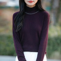 秋冬新款银丝半高领套头长袖毛衣女韩版修身打底衫内搭针织上衣