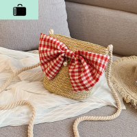 夏季小清新编织包包女2020流行新款潮韩版百搭单肩斜挎ins水桶包NEW LAKE女斜挎包