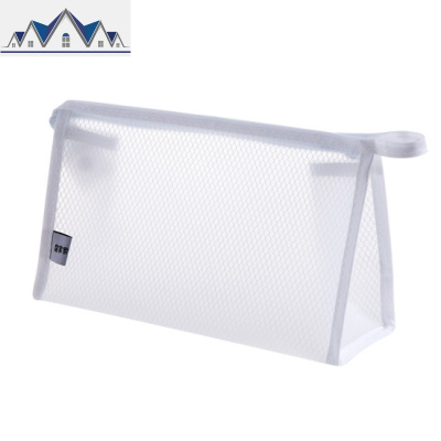 网格透明化妆品收纳包女大容量防水洗漱包旅行便携化妆包小收纳袋 三维工匠