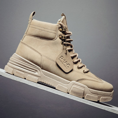 Ideamini男士工装靴中帮英伦风秋季马丁靴休闲皮鞋高帮男鞋冬季复古百搭潮靴子