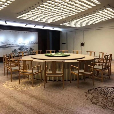 新中式酒店包房餐桌餐厅客厅民宿包厢会所大圆桌旋转桌多人桌 货