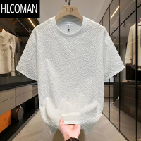 HLCOMAN夏季泡泡纱高级肌理感坎肩圆领男士短袖t恤薄款修身上衣半袖汗衫
