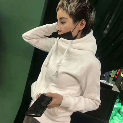 SUNTEK欧货秋冬加绒卫衣韩版时尚刺绣带帽开衫加厚百搭修身长袖外套洋气卫衣