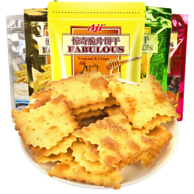 满45元免邮-aji惊奇脆片饼干（起士味）200g袋装脆薄饼休闲零食早餐饼干