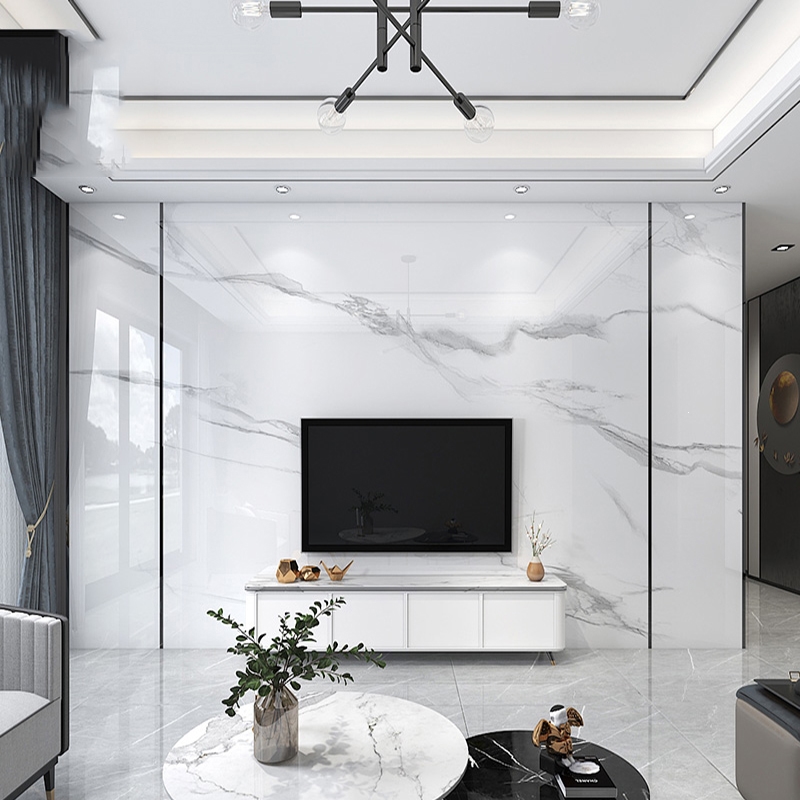 仿大理石竹木纤维集成墙板电视背景墙古达定制客厅快装扣板装饰护墙板