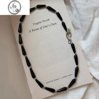 JiMi欧美独特设计水滴黑玛瑙串珠项链女轻奢小众高级感独特锁骨链颈链