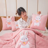 新款牛奶绒贴布绣抱枕被加厚保暖多功能办公室午睡被萌兔兔