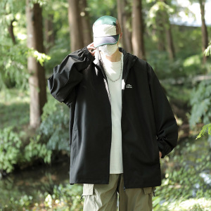 户外山系情侣冲锋衣夹克春秋宽松休闲百搭连帽夹克风衣登山服外套