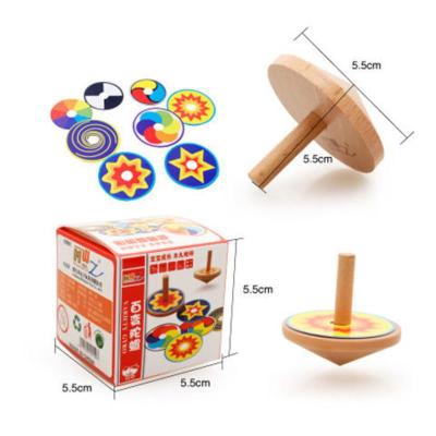 6个木质小手动旋转陀螺幼儿园男女孩子积木木头玩具益智怀旧解压百变陀螺