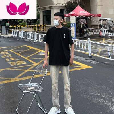 七斓vibe风黄泥牛仔裤潮男生高街男春季潮流百搭直筒宽松美式男款裤子