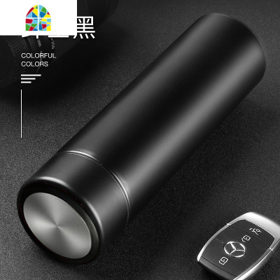 智能保温杯男士女学生不锈钢大容量杯子创意个性潮流便携茶杯定制 FENGHOU 古典银(智能盖)