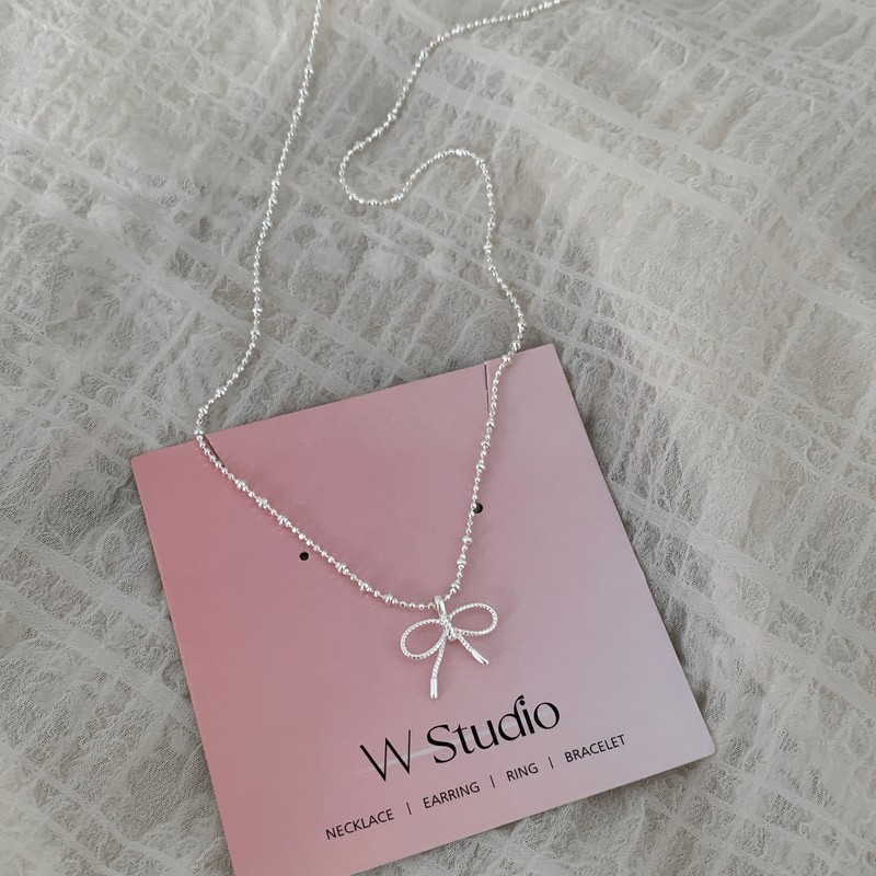 S925纯银蝴蝶结项链女款原创设计轻奢小众气质颈链锁骨链甜美送女朋友老婆情人节七夕生日礼物