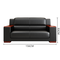 易企采 双人位加厚西皮84*156CM 办公实木框架沙发简约现代商务会客办公室接待室洽谈沙发组合