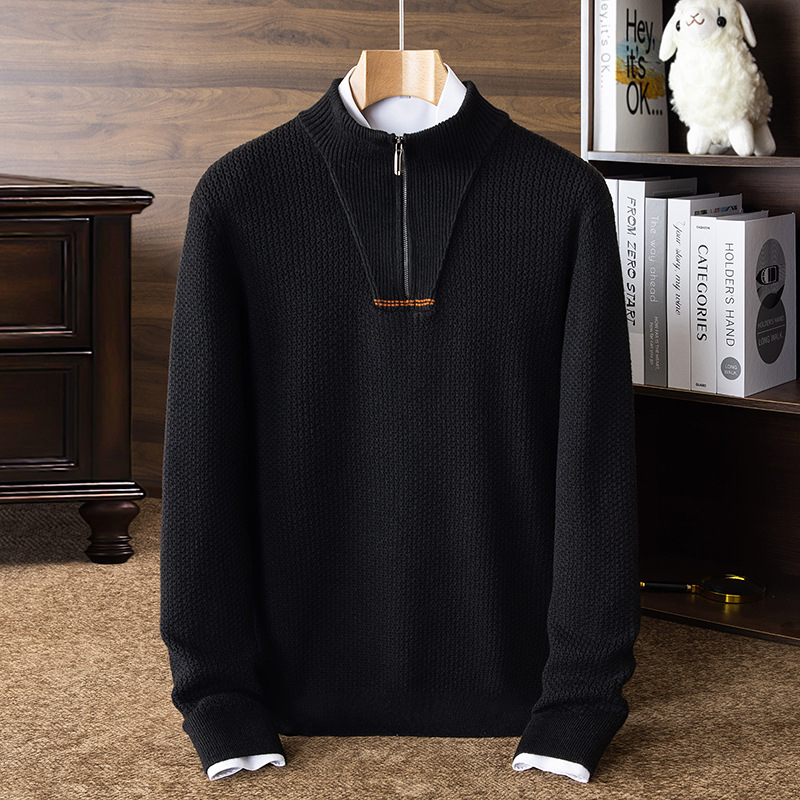 680g半高领拉链毛衣男冬季新款加厚保暖打底男士羊毛衫_55730