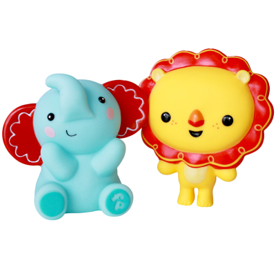 费雪洗澡玩具戏水玩偶捏捏玩具狮子大象吐水玩具宝宝洗澡玩具