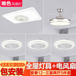 苏宁放心购 风扇灯 客厅吊扇灯吸顶电扇灯 大厅带灯电风扇 现代简约灯扇一体LED灯具
