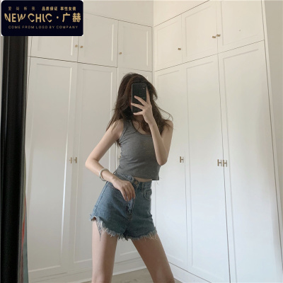 广赫纯色基础款小吊带背心女外穿潮夏季修身显瘦内搭短款露脐无袖上衣