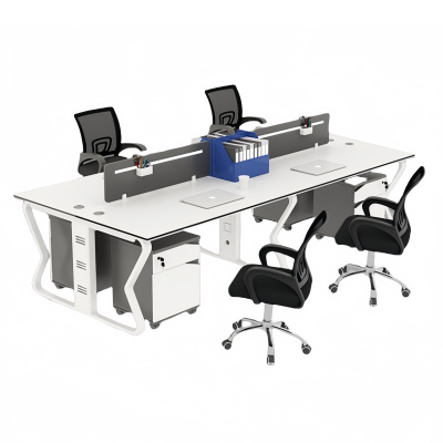 攸形办公桌240*120*75cm含柜椅套