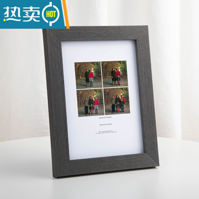 敬平简约相框摆台5加洗照片6六7八8十10寸A4挂墙照片框摆件实木质画框 黑檀木色 8寸挂墙专用(可放15.2*20.3