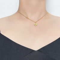 北京黄金 足银 999 碎冰冰四叶花套链 轻奢银饰金钱流苏设计生日送礼礼物