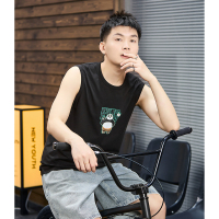[1.5折价34元]功夫熊猫联名唐狮夏新款男背心圆领无袖印花潮酷坎肩上衣