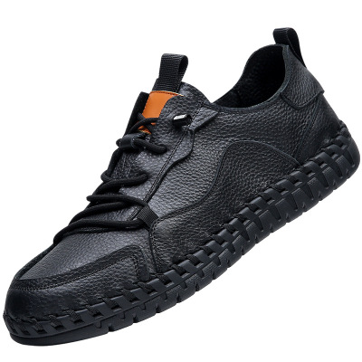 [头层牛皮]男款手工鞋薄款软底休闲鞋子个性夏季新款透气潮百搭