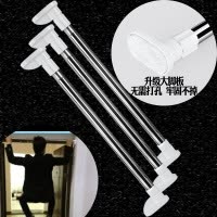 加厚不锈钢弹簧浴帘杆22mm窗帘杆晾衣杆伸缩帘杆免打孔 三维工匠 加厚0.5mm钢管150-280cm浴杆