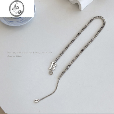JiMiB字母钛钢项链女设计感轻奢小众锁骨链卫衣毛衣链2023新款