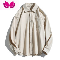 七斓长袖衬衫男女春季宽松百搭纯色工装衬衣韩版潮流休闲文艺上衣服bf