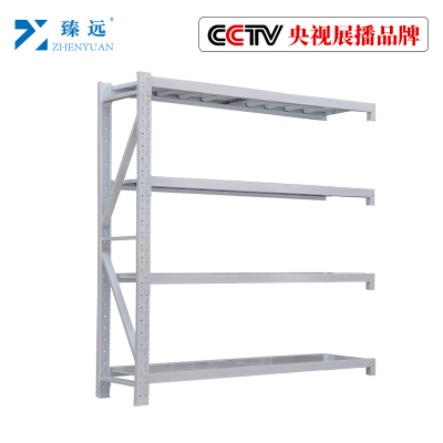 臻远中型仓储货架置物架仓库铁架子地下室货架~白色四层副架200*50*200