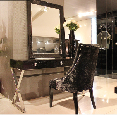 轻奢烤漆梳妆台卧室黑白色梳妆桌现代化妆桌美式个性简约化妆台