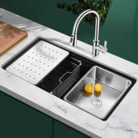 欧琳(OULIN) 黑色石英石水槽单槽WGS111厨房洗菜盆洗菜池