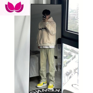 七斓黄泥牛仔裤男美式复古潮牌vibe裤脚拉链裤子设计感小众休闲裤