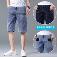 薄款六兜牛仔裤男弹力宽松新款短裤男夏直筒五分中裤