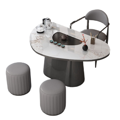 晋舰 岩板茶桌椅组合现代家用阳台简约茶桌办公室泡茶桌 1.2桌1主椅2凳