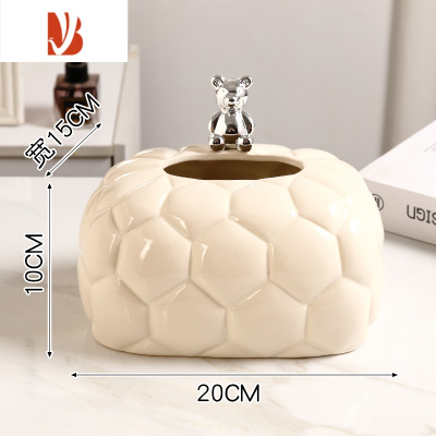 三维工匠奶油色风格泡泡纸巾盒摆件装饰品现代轻奢客厅创意茶几陶瓷抽纸盒 泡泡纸巾盒 奶白色