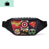 新款斜挎胸包腰包胸前斜挎包图案男女单肩斜挎包街头潮流小包NEW LAKE 黑色男士单肩包