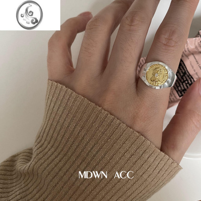 JiMi古币风 | 925银银戒指女 女王金币金银撞色凹凸款ins风时尚指环潮