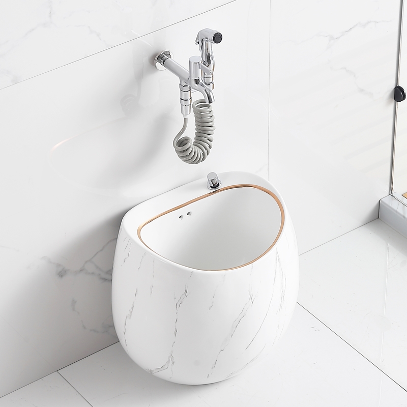 东映之画陶瓷拖把池家用阳台蛋形拖布池卫生间洗拖把池创意落地式圆