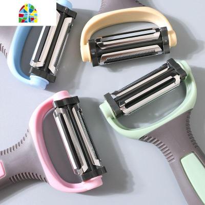 多功能三合一旋转削皮器家用土豆刨丝器水果削皮刀瓜果切丝器简装 FENGHOU 黄色