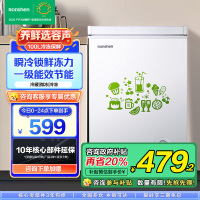 容声(Ronshen)100升顶开门小型冰柜 一级能效 母婴家用冷藏冷冻转换节能单温 国补 (白)BD/BC-100MB