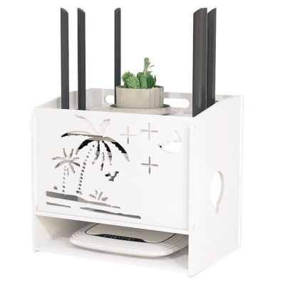 路由器收纳盒子无线法耐wifi光猫路由白色塑料装饰遮挡箱机顶盒置物架壁挂免打孔