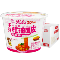 光友 红油面皮 100g*12碗装 宽面泡面 非油炸方便面 干拌面红油凉皮(新老包装随机发货)